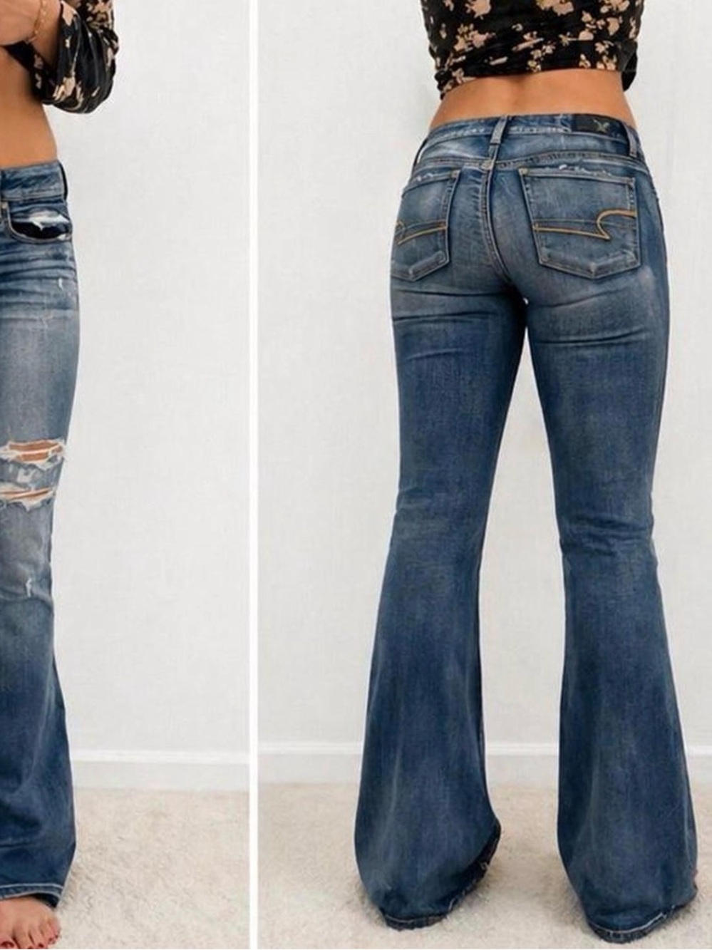 American Eagle Outfitters blue low rise flare jeans size 4